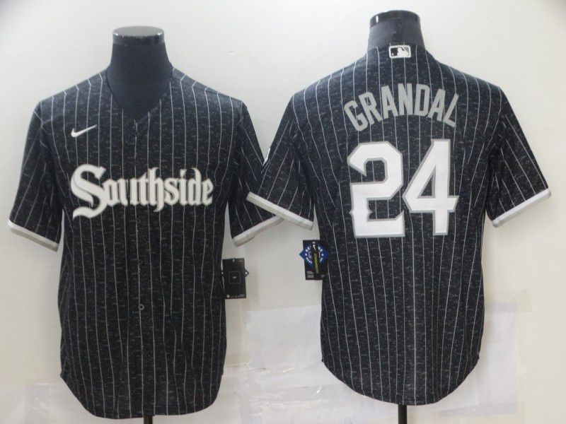 Men Chicago White Sox #24 Grandal City Edition Black Game Nike 2021 MLB Jerseys